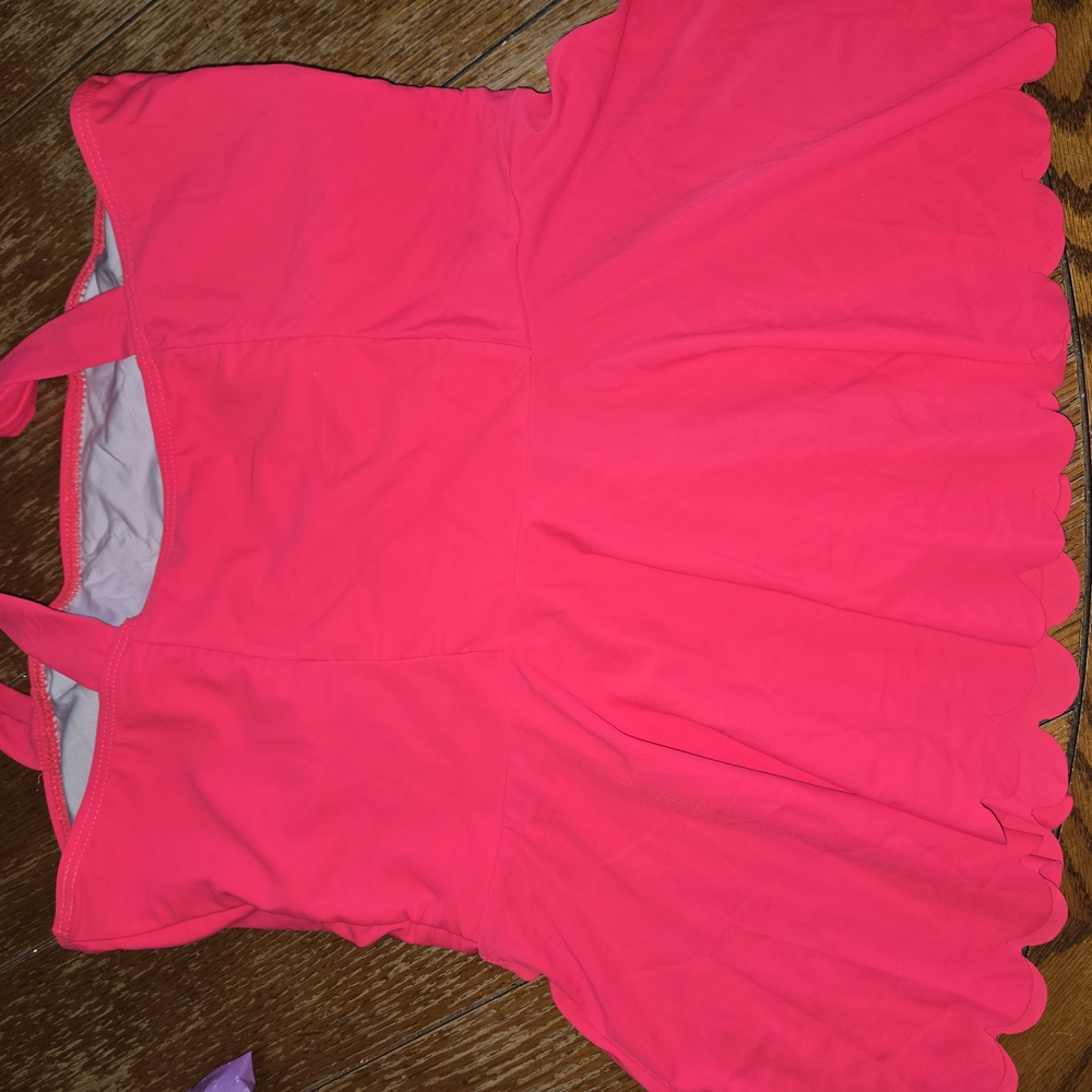 Vibrant Pink Takini With Floral Bottom